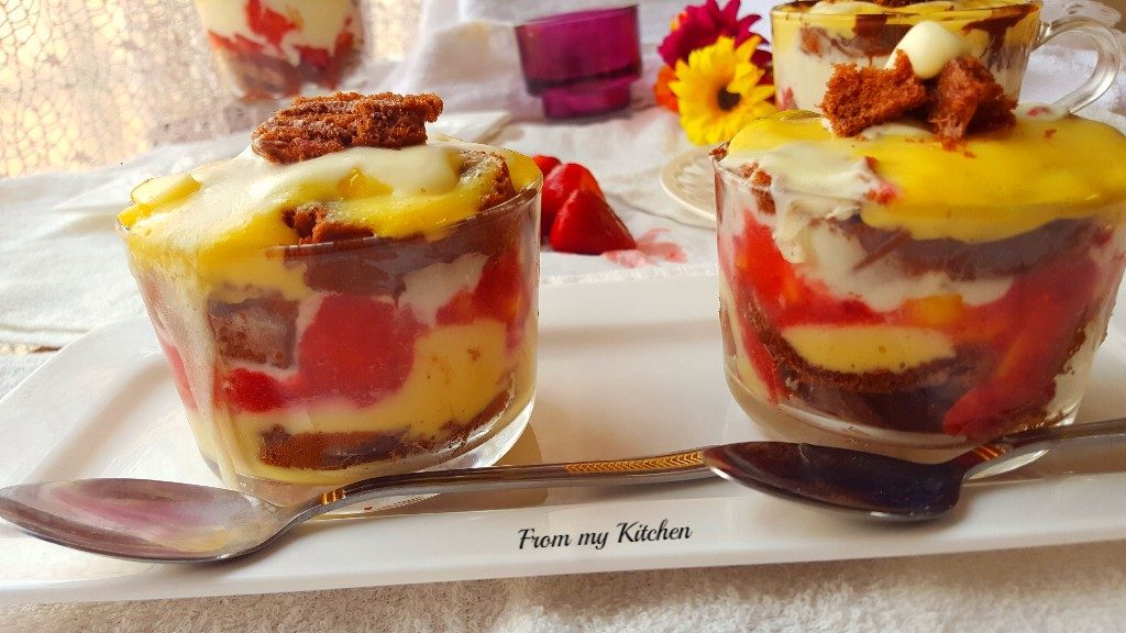 Fruit and Chocolate Trifle.