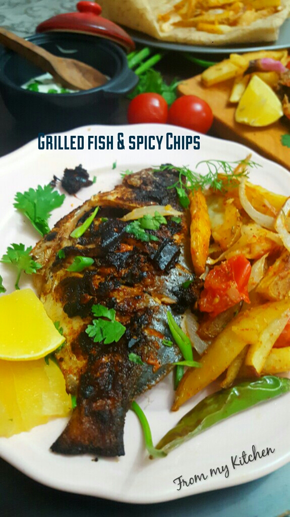 Grilled Fish and Spicy Chips