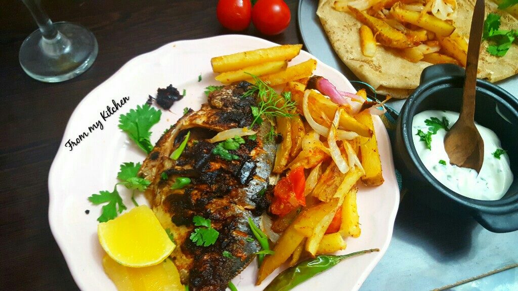 Grilled Fish and Spicy Chips