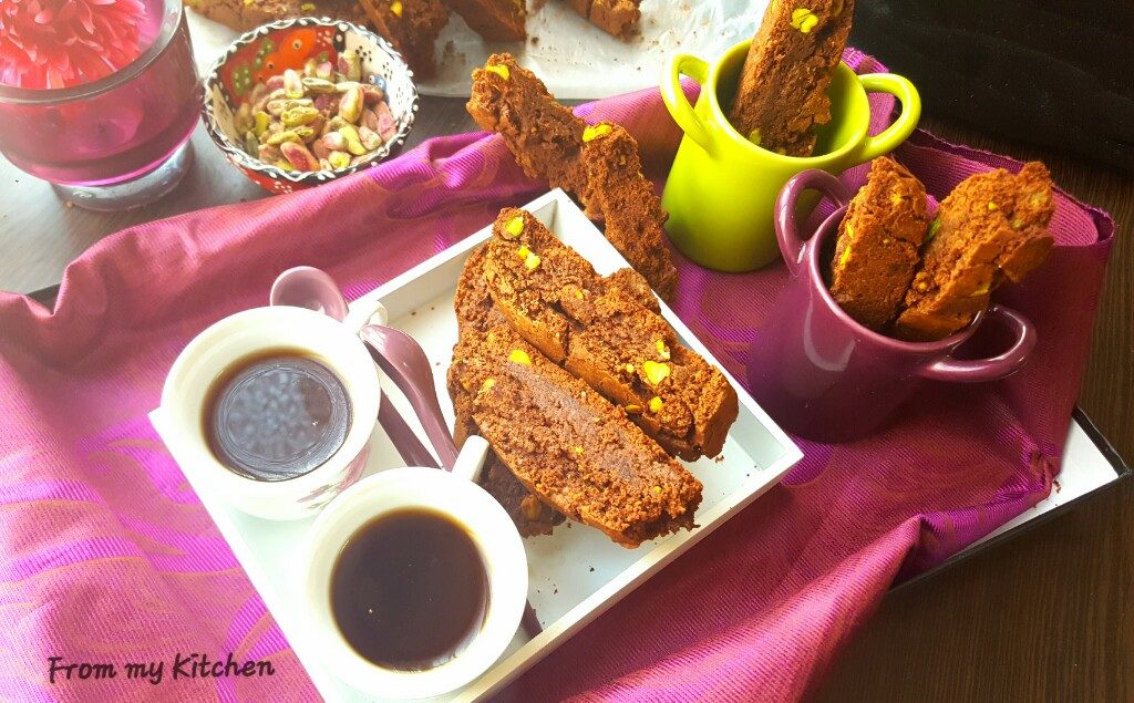 Chocolate Chip & Pistachio Chocolate Biscotti