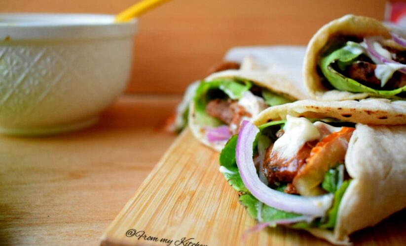 Lemon Garlic Chicken Wrap with Mayo Mustard Dressing