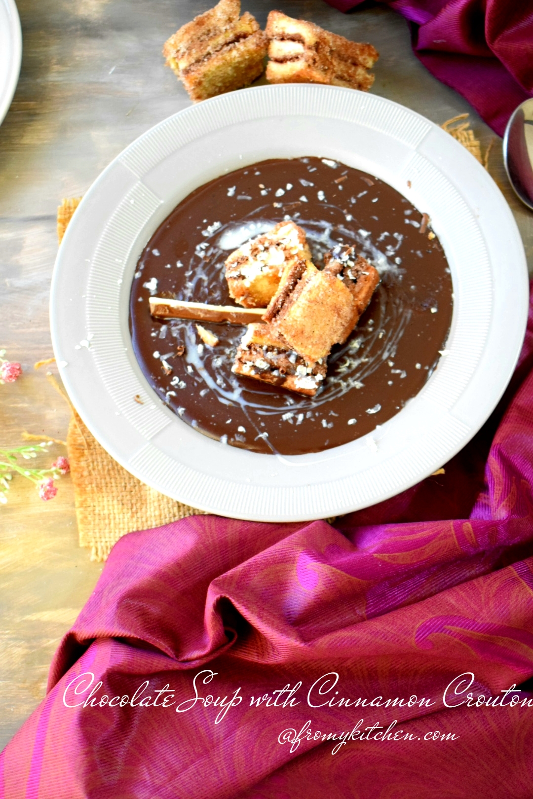 Chocolate Soup with Cinnamon Crouton