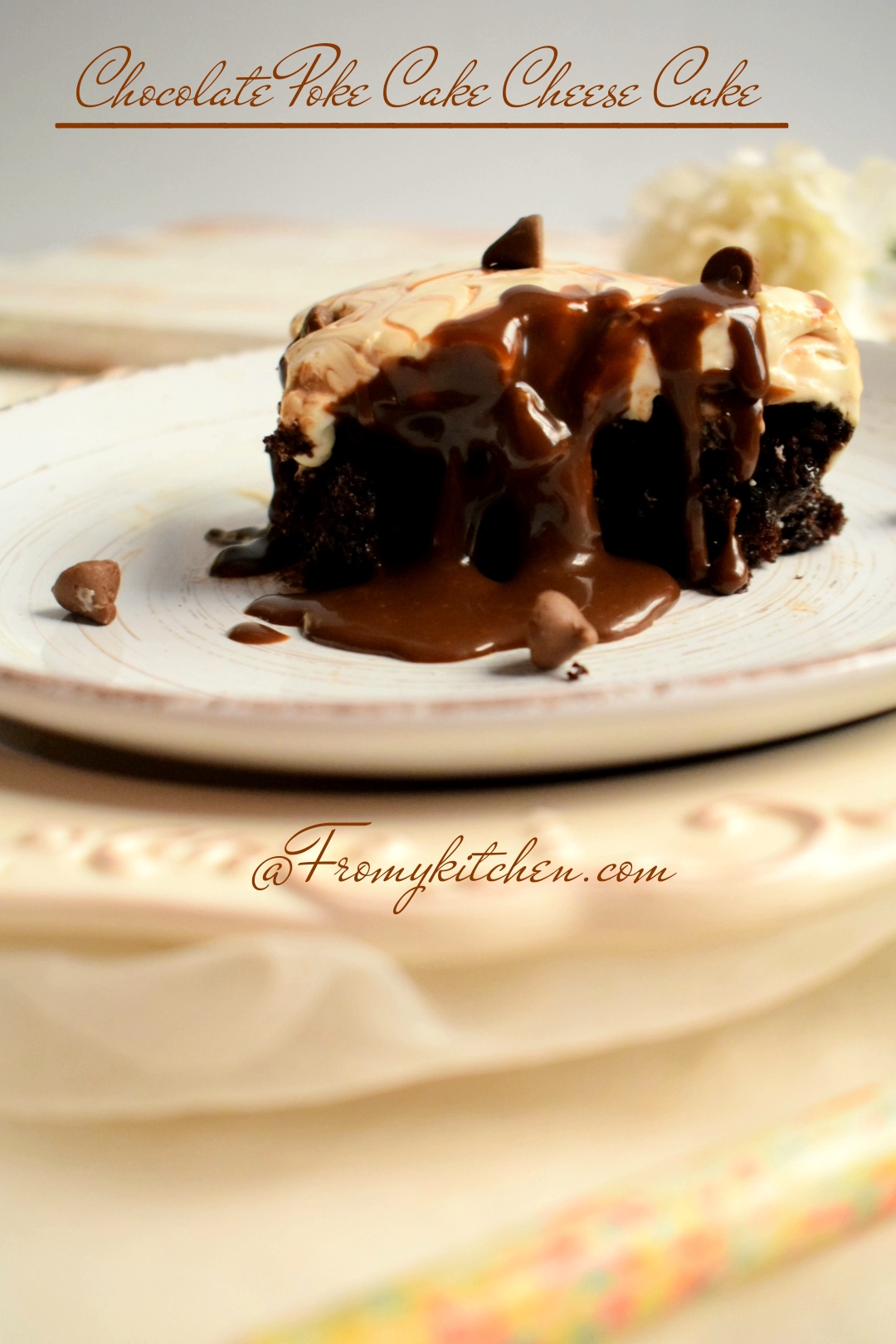 Chocolate Poke Cake Cheesecake