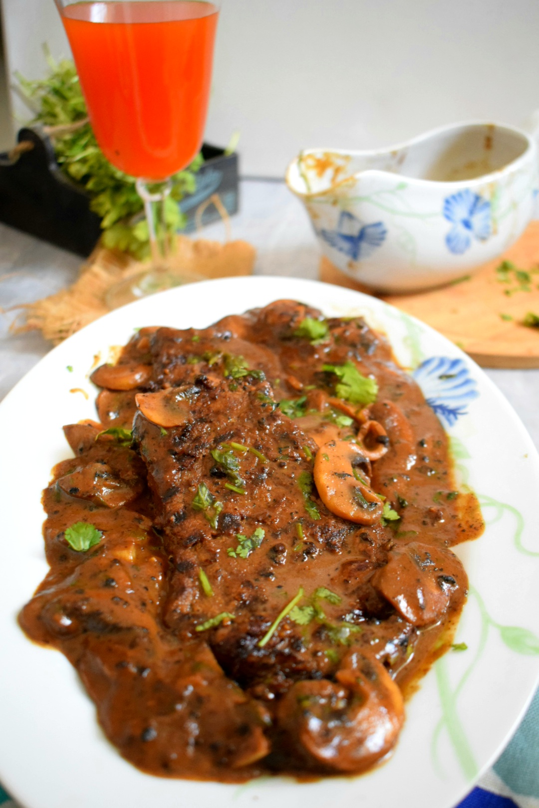 Goan Beef Steak with Mushroom Sauce