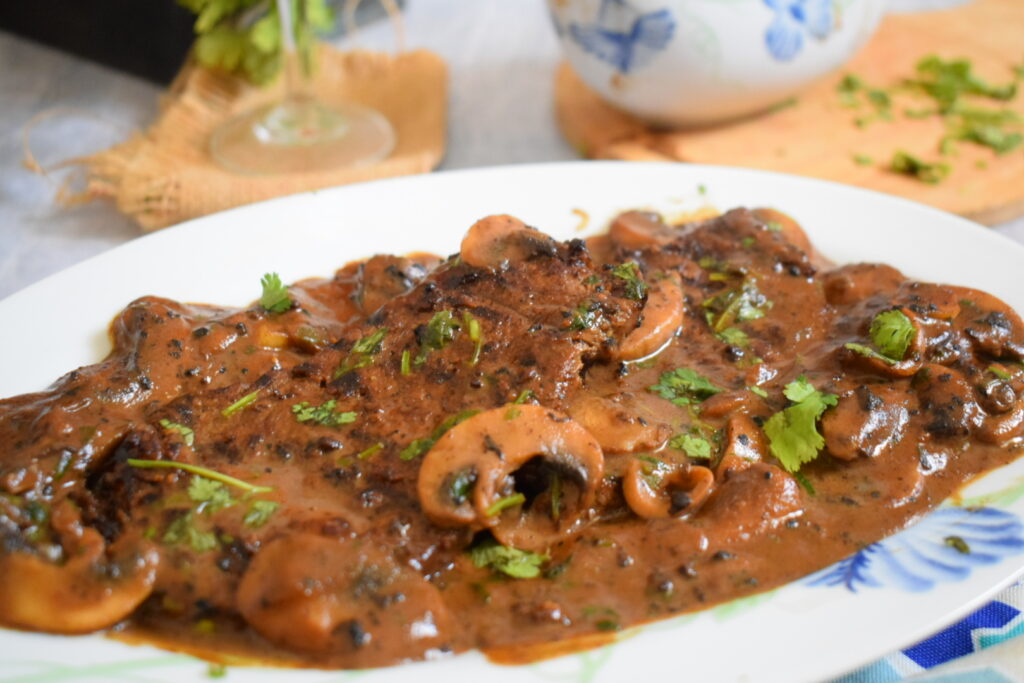 Goan Beef Steak with Mushroom Sauce